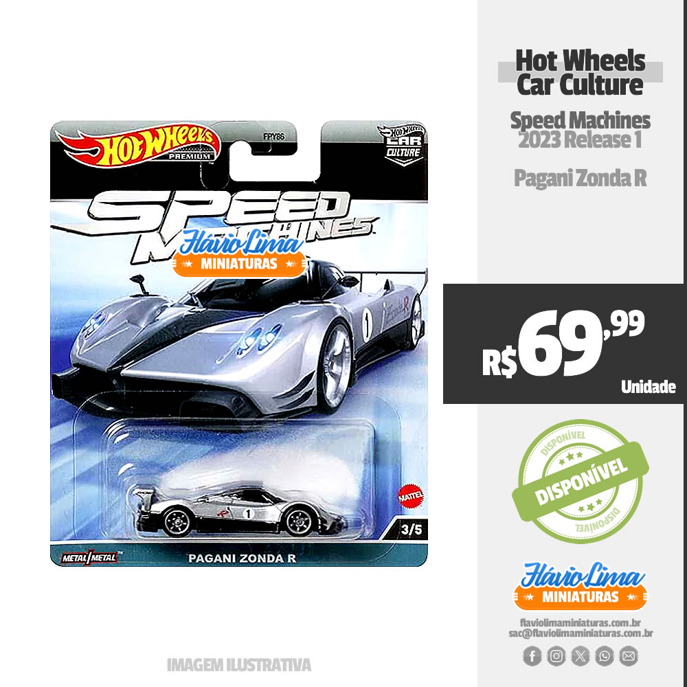 Hot Wheels - Car Culture - Speed Machines / #3 - Pagani Zonda R por R$ 69,99 / Estoque