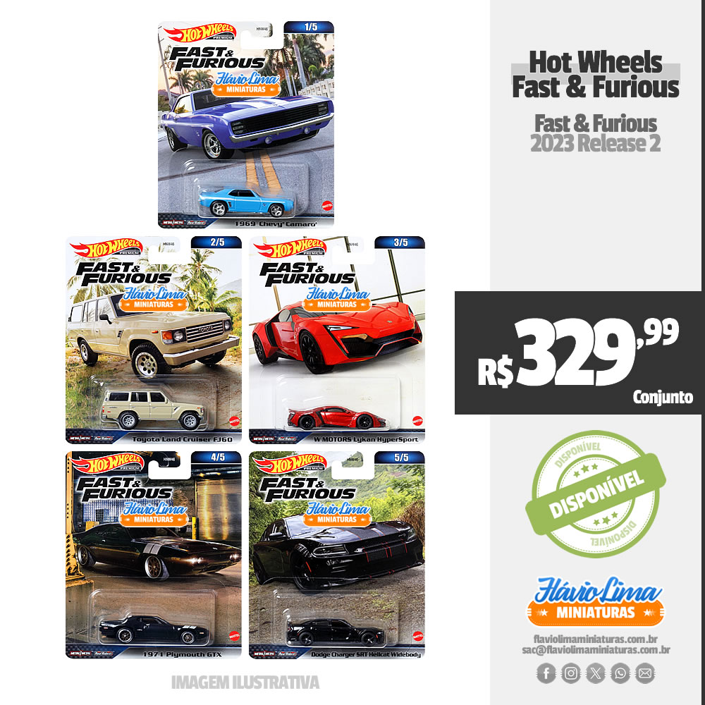 Hot Wheels - Fast & Furious - Fast & Furious / 2023 Release 2 por R$ 329,99 / Estoque