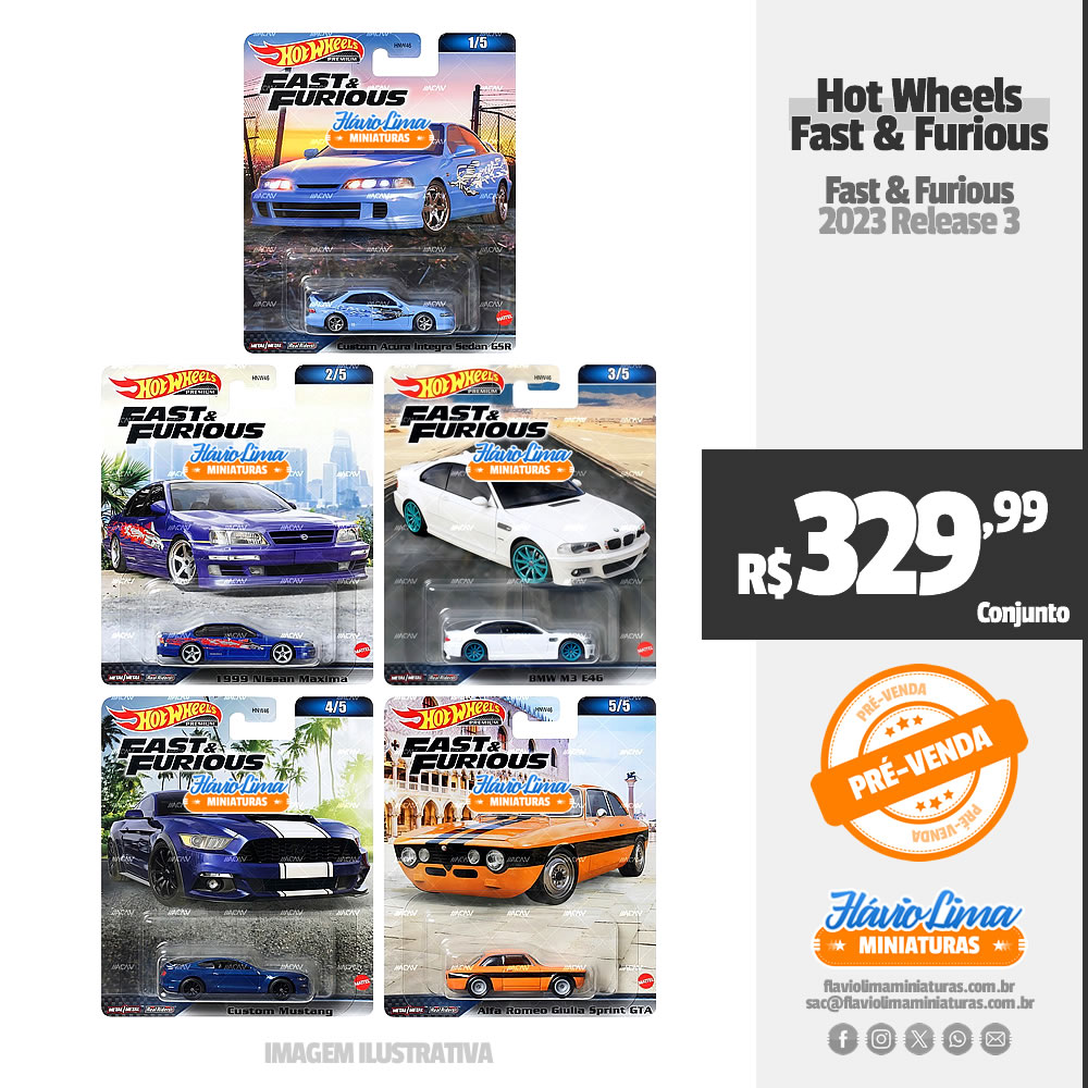 Hot Wheels - Fast & Furious - Fast & Furious / 2023 Release 3 por R$ 329,99 / Pré-Venda