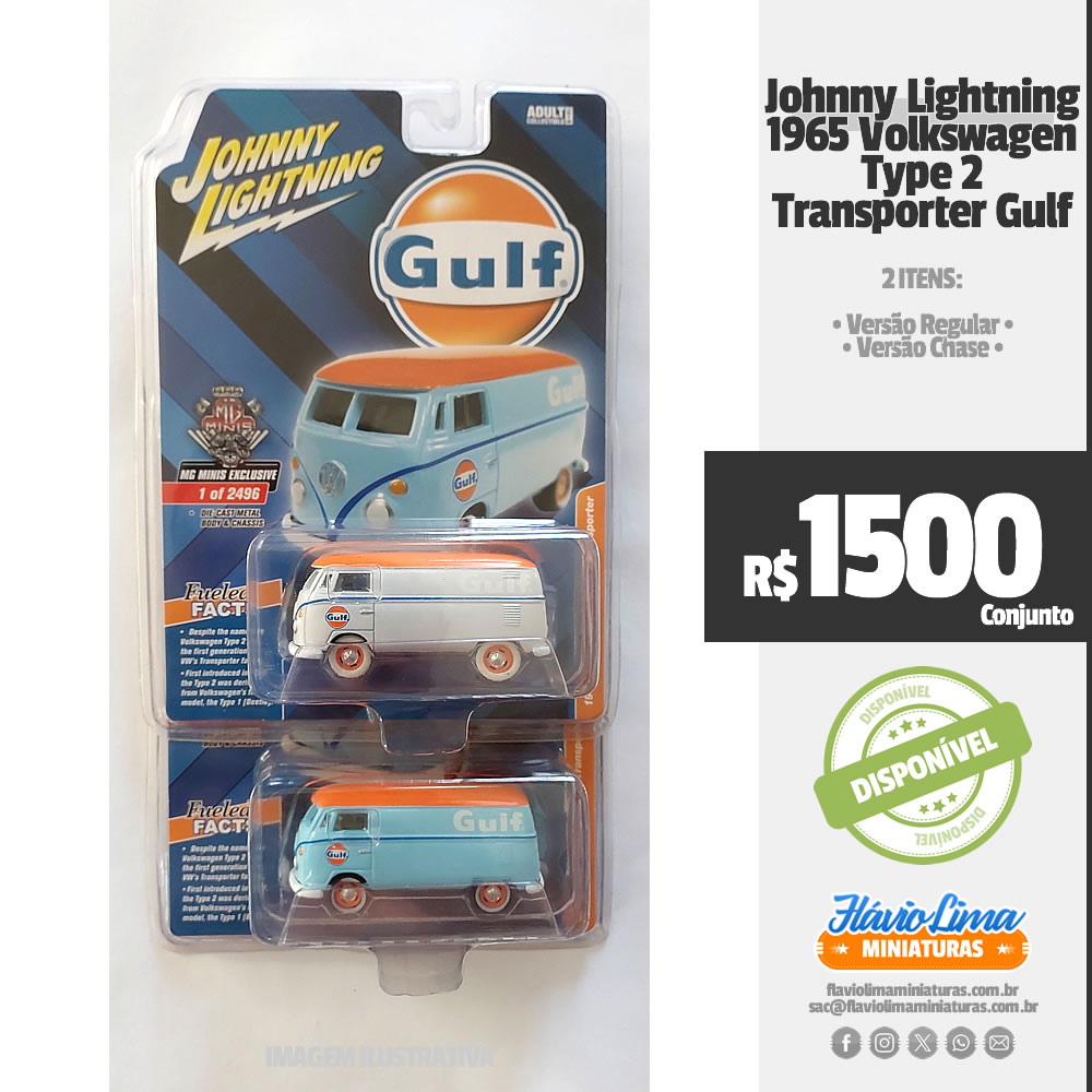 Johnny Lightning - MgMinis - Gulf / 1965 Volkswagen Type-2 Transporter / Regular e Chase por R$ 1.500,00 / Estoque