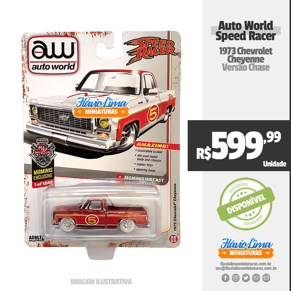 Auto World - MgMinis - 1973 Chevrolet Cheyenne / Speed Racer / Chase por R$ 599,99 / Estoque