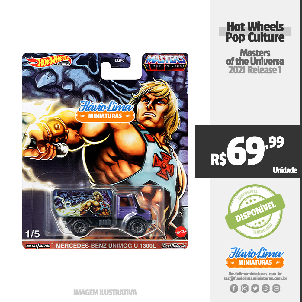 Hot Wheels - Pop Culture - Masters of the Universe / #1 - Mercedes-Benz Unimog U 1300L (He-Man) por R$ 69,99 / Estoque