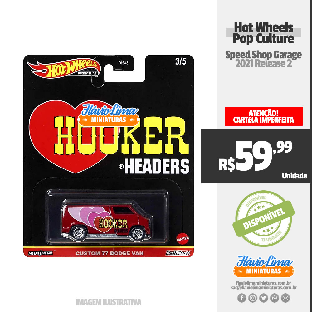 Hot Wheels - Pop Culture - Speed Shop Garage / #3 - Custom 77 Dodge Van / Cartela Imperfeita por R$ 59,99 / Estoque
