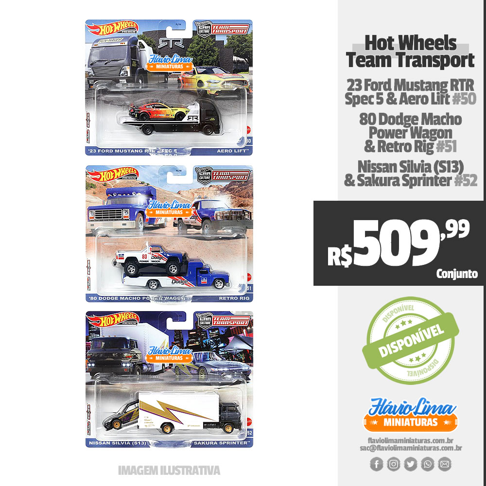 Hot Wheels - Team Transport - Team Transport #50, #51 e #52 por R$ 509,99 / Estoque
