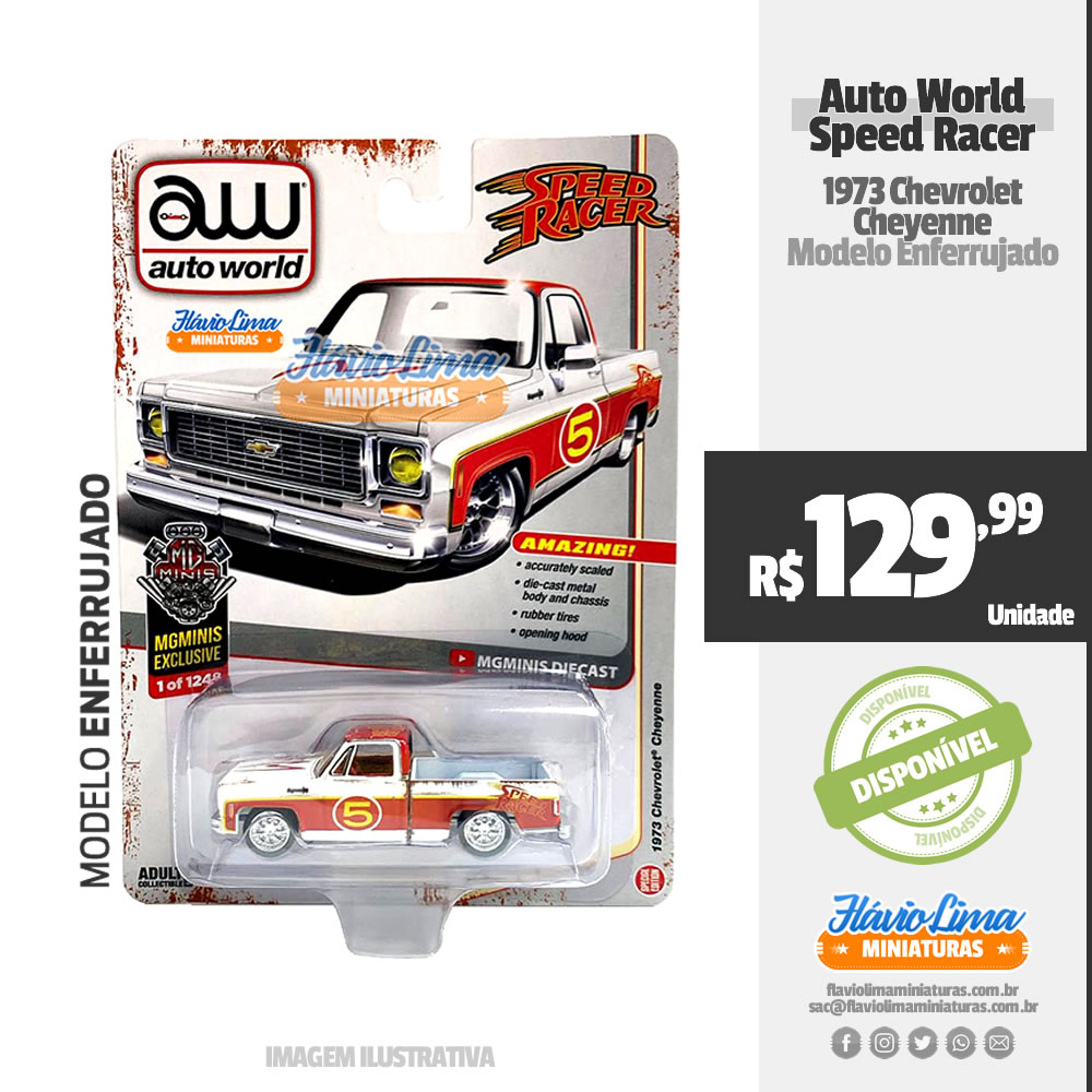 Auto World - MgMinis - 1973 Chevrolet Cheyenne / Speed Racer / Enferrujado por R$ 129,99 / Estoque