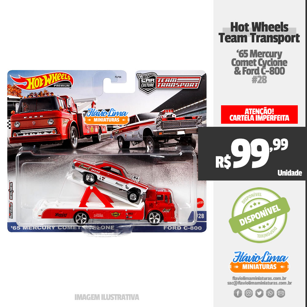 Hot Wheels - Team Transport - Team Transport #28 / Cartela Imperfeita por R$ 99,99 / Estoque